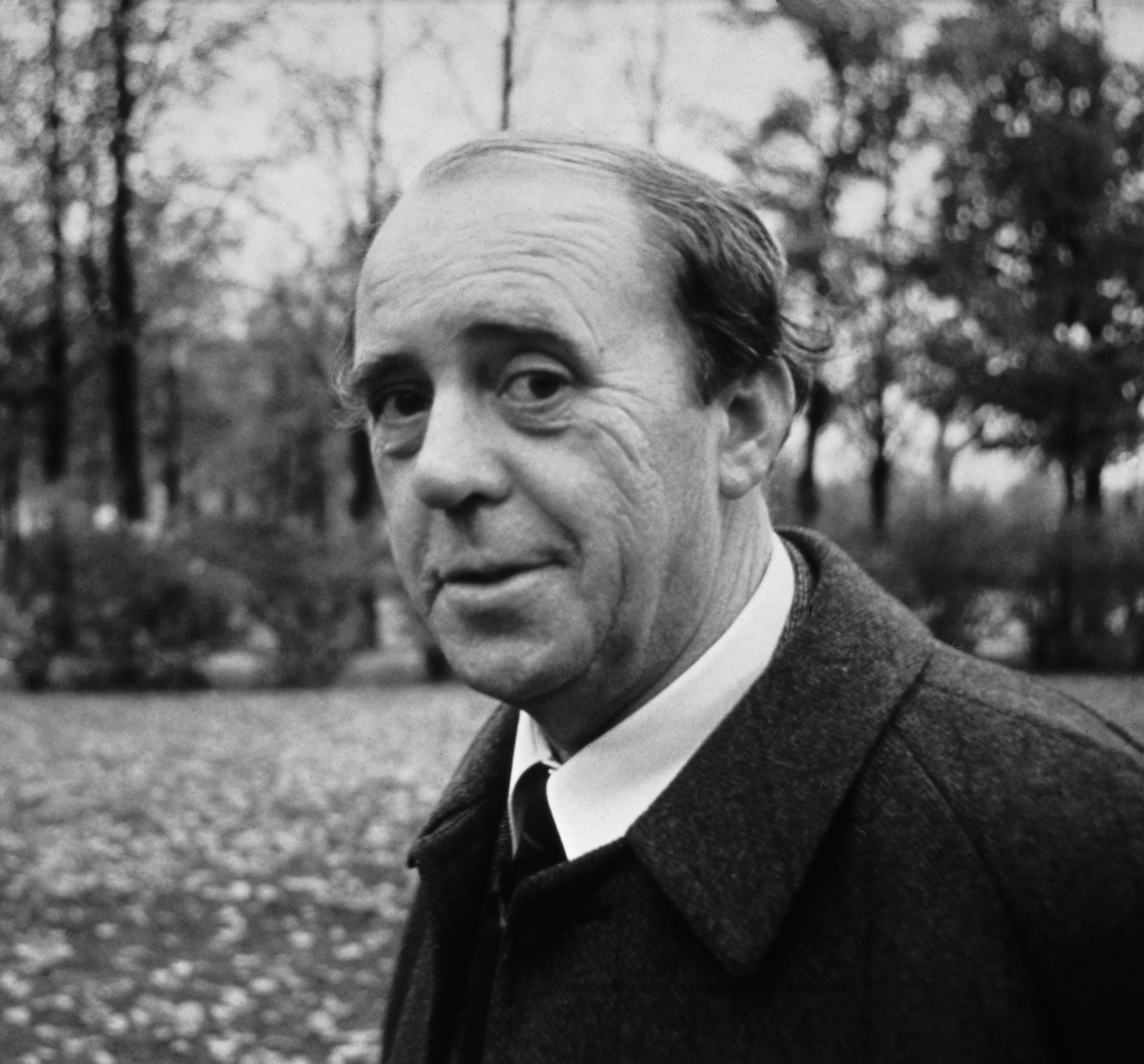 Das Bild zeigt Heinrich Böll im Portrait, schwarz-weiß.