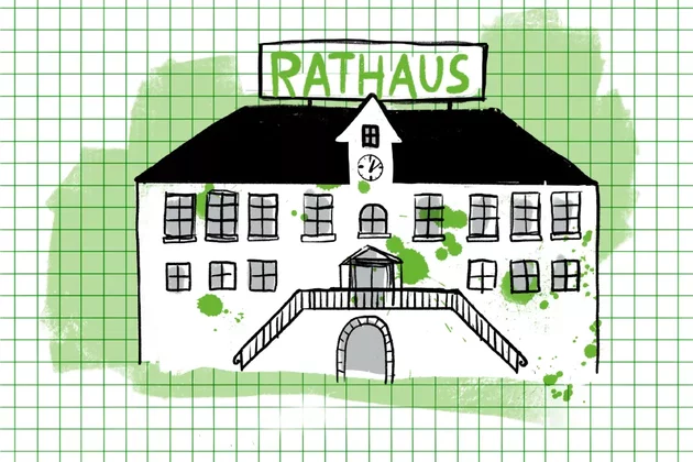 Illustration eines Rathauses