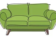 Das Bild zeigt die Illustration eines grünen Sofas.