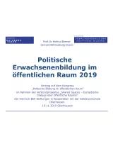 Schriftbild, das den Text "Politische Erwachsenenbildung im öffentlichen Raum 2019"